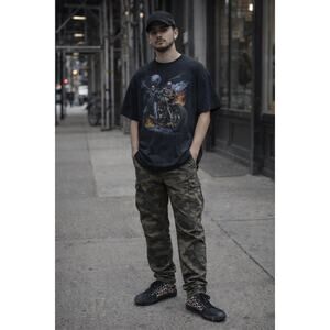 T.U.K Leopard Print Sneakers EU 42 Blk Canvas Lace Up Punk Goth Streetwear Shoes